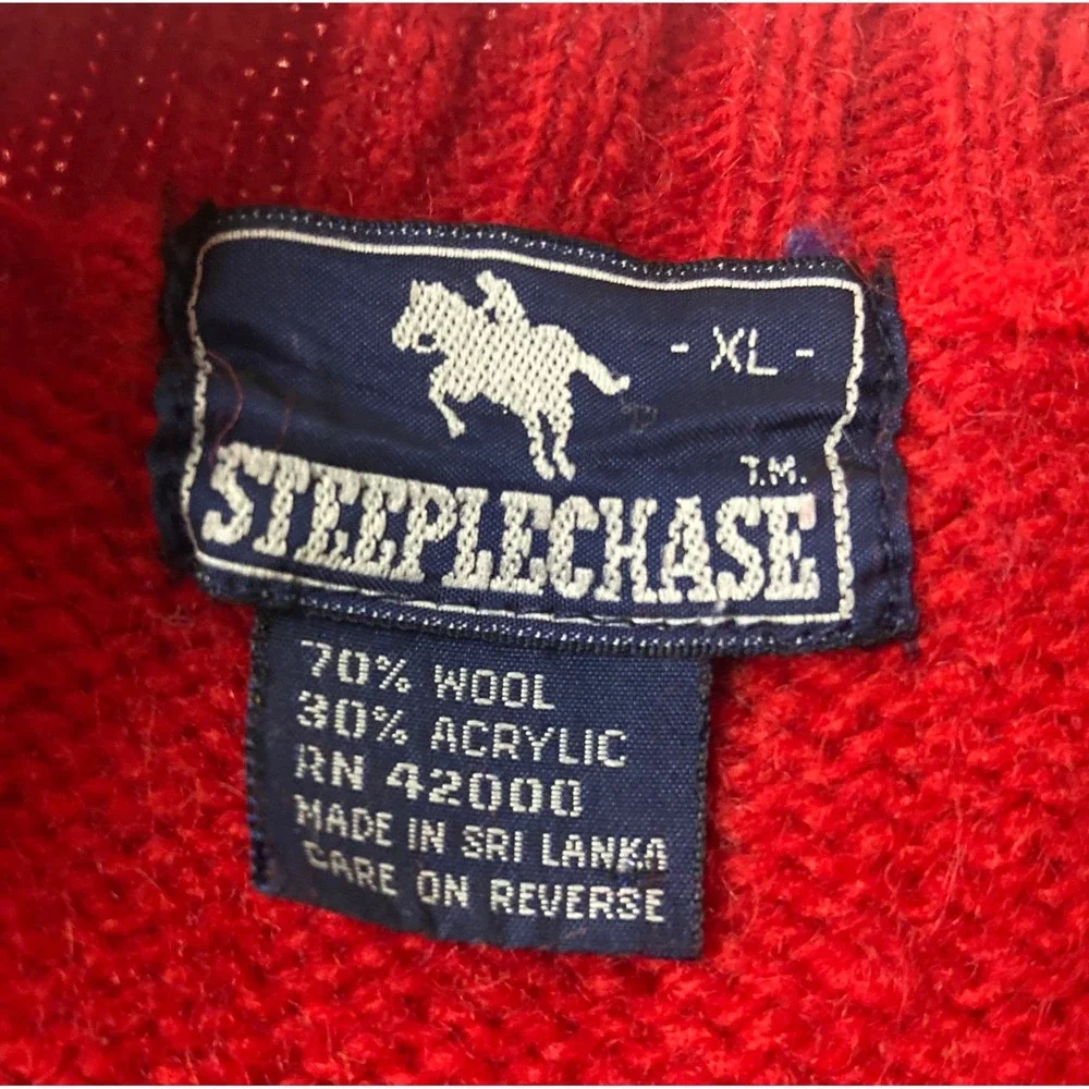 Steeplechase Red Wool Blend Crewneck Sweater Mens XL Solid‎ Long Sleeve Knit